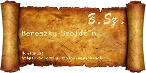 Bereszky Szolón névjegykártya